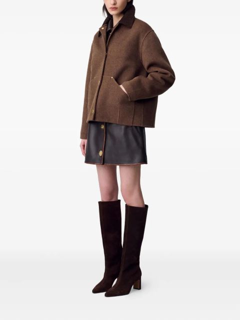 Claudie Pierlot corduroy-collar wool coat - Brown