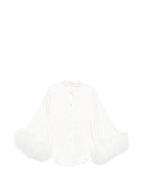 Oséree feather-trim satin blouse - White - zdjęcie produktu nr 1