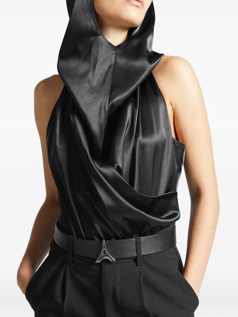 Manière De Voir cowl-neck satin bodysuit - Black