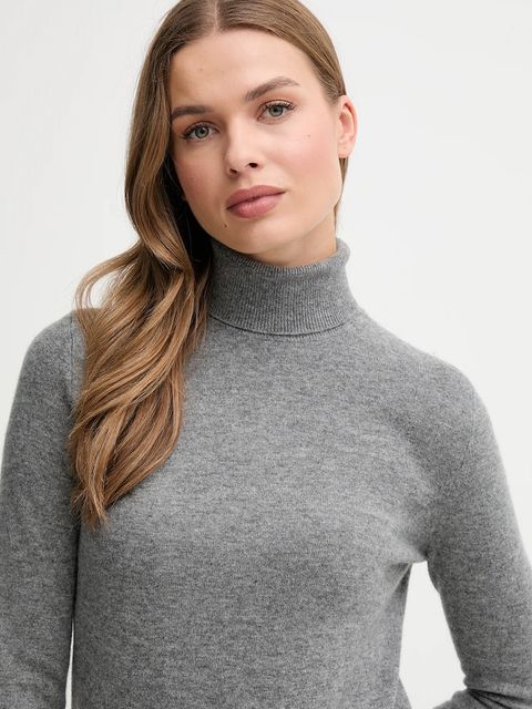 United Colors of Benetton sweter wełniany damski kolor szary z golfem 1002D2348 - zdjęcie produktu nr 2