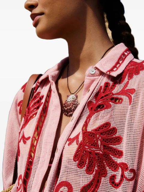 FARM Rio embroidered button-up shirt - Pink