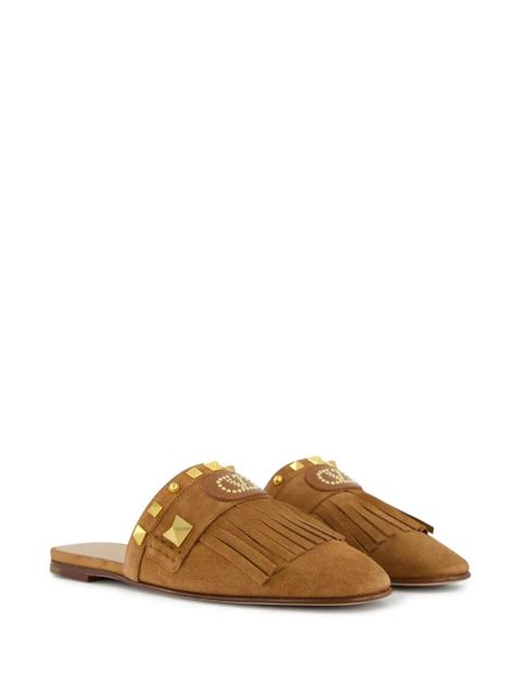 Valentino Garavani Plaster Caster fringed slide mules - Brown
