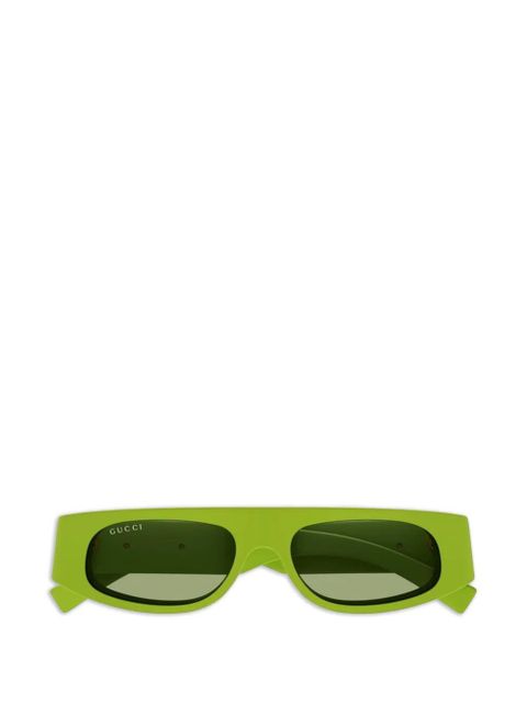 Gucci logo-plaque rectangle-frame sunglasses - Green - zdjęcie produktu nr 1