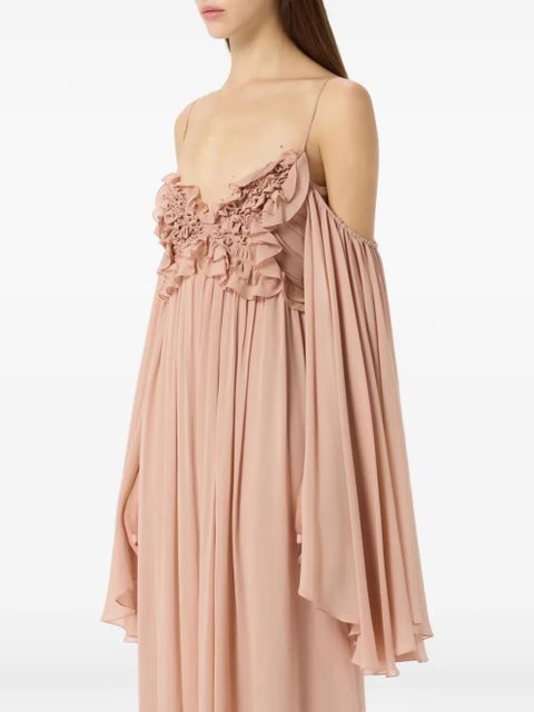 Blumarine ruffled-detail maxi dress - Neutrals