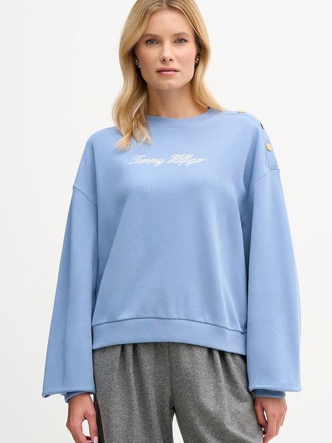 Tommy Hilfiger bluza bawełniana damska kolor niebieski z nadrukiem WW0WW48783 - zdjęcie produktu nr 1