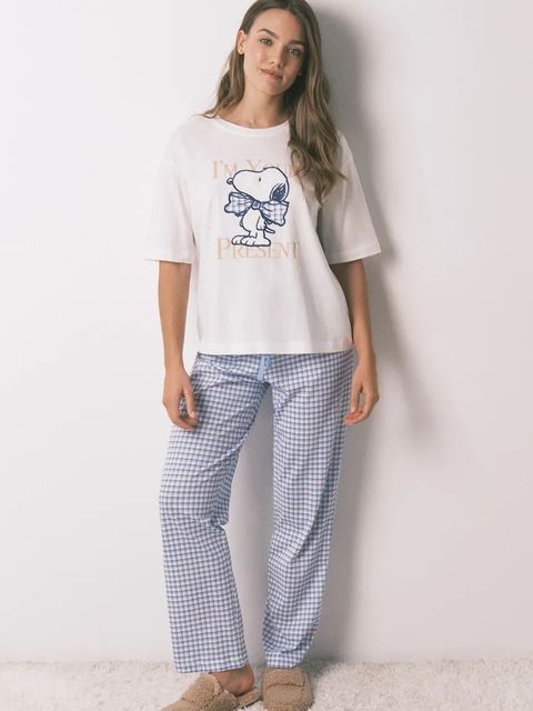 women'secret komplet piżamowy bawełniany SNOOPY damska kolor beżowy 3132234 - zdjęcie produktu nr 1