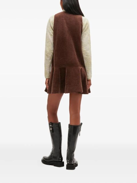 GANNI V-neck corduroy mini dress - Brown