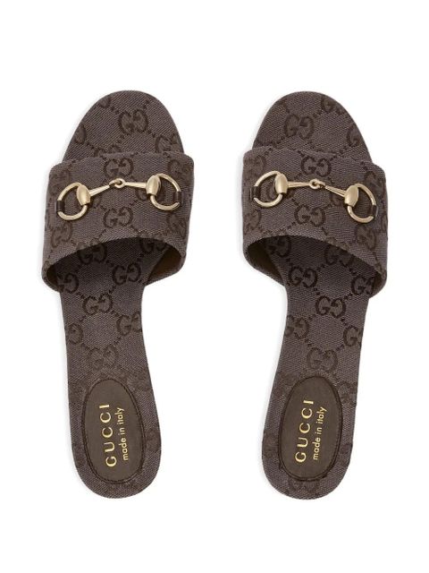 Gucci Horsebit-appliqué mules - Brown