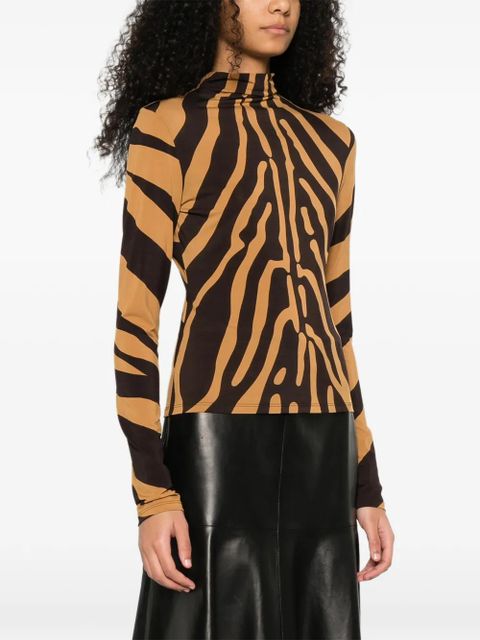 Ferragamo zebra print top - Brown