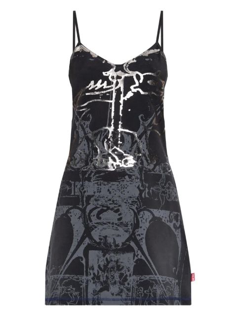 Diesel D-Longy metallic-print slip dress - Black - zdjęcie produktu nr 1