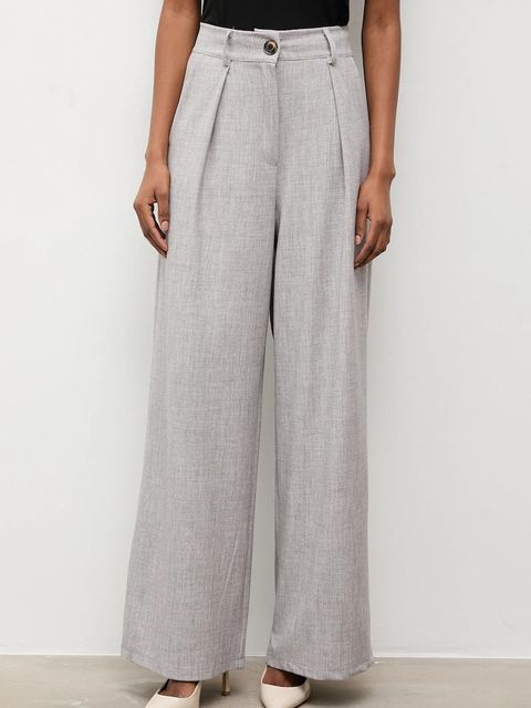 Answear.LAB spodnie damskie kolor szary proste high waist - zdjęcie produktu nr 1