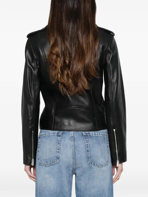 TWINSET zip-up leather jacket - Black