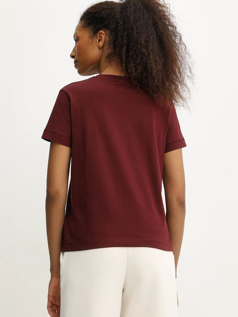 Guess t-shirt bawełniany MENA damski kolor bordowy V5BI07 K8FQ4