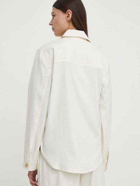 Samsoe Samsoe koszula ESMEL damska kolor beżowy regular z kołnierzykiem klasycznym F23300164