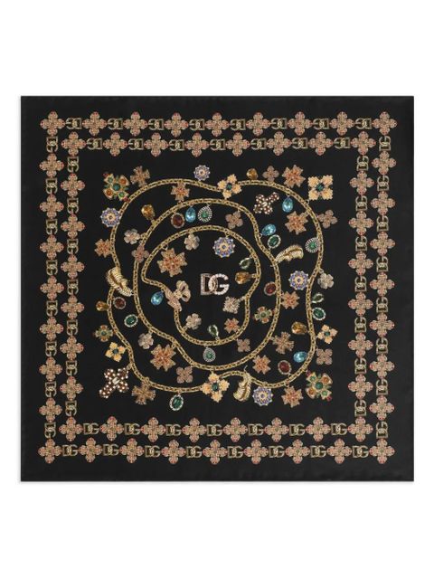 Dolce & Gabbana embroidered floral silk scarf - Black - zdjęcie produktu nr 1