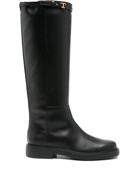 Tod's leather t-buckle knee-high boots - Black - zdjęcie produktu nr 1