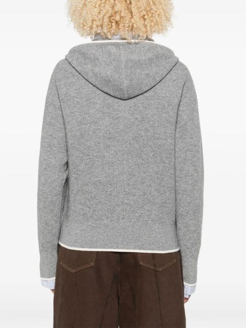 SANDRO ribbed zip-up hooded cardigan - Grey