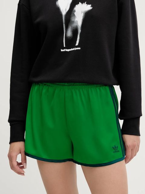 adidas Originals szorty 3-Stripes damskie kolor zielony z aplikacją medium waist JZ3512 - zdjęcie produktu nr 1