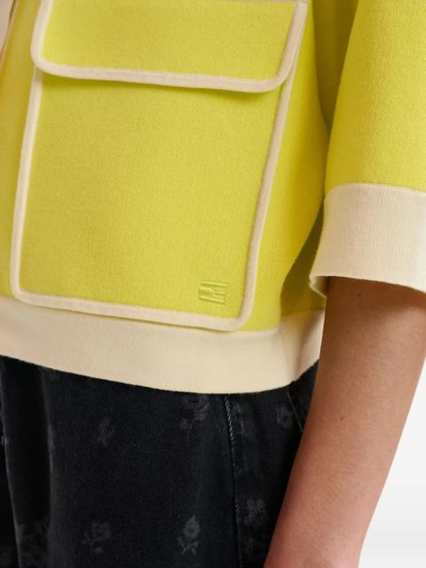 Essentiel Antwerp flower-button flap-pocket cardigan - Yellow