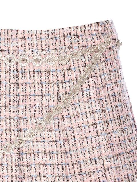 Self-Portrait crystal-embellished tweed mini skirt - Pink