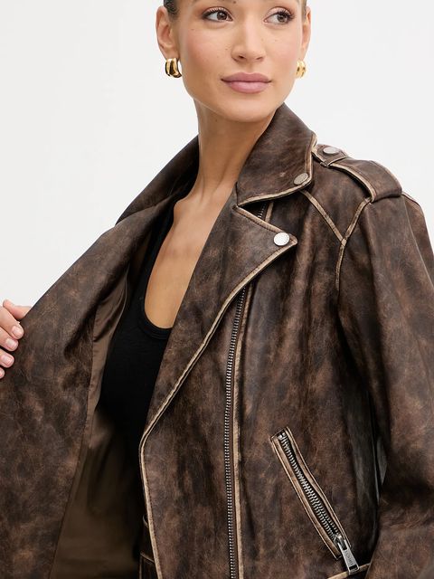 Guess ramoneska CHARLENE kolor brązowy przejściowa oversize W5YL04 WHDI0