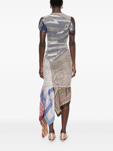 Marine Serre silk-scarves midi dress - Neutrals