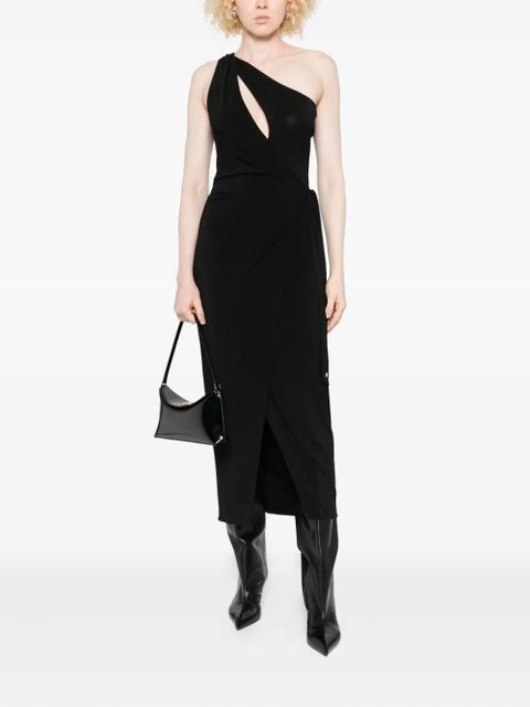 AMIRI one-shoulder wrap midi dress - Black