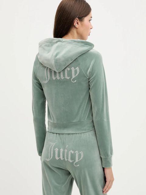 Juicy Couture bluza damska kolor zielony z kapturem z aplikacją JCWA122001