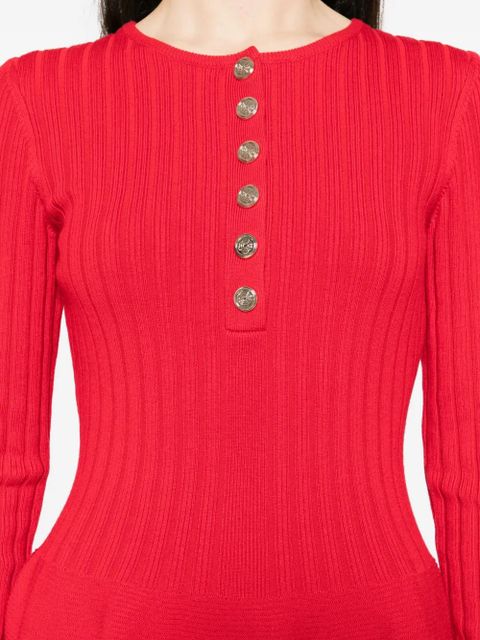 Maje button-front ribbed dress - Red - zdjęcie produktu nr 2