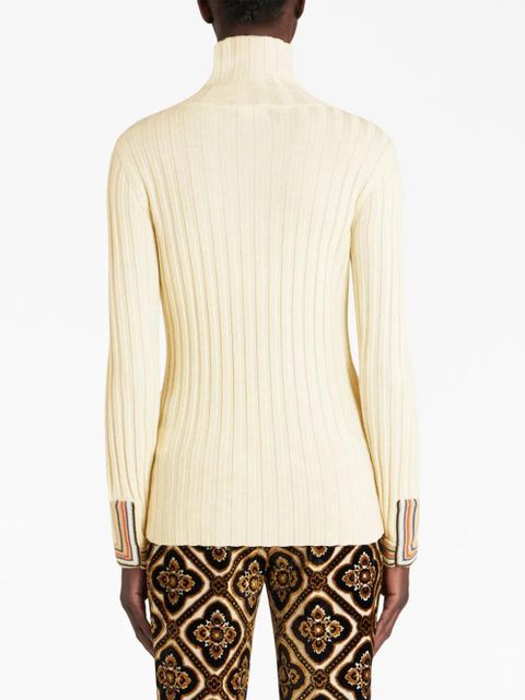 ETRO ribbed-knit striped-edge jumper - White