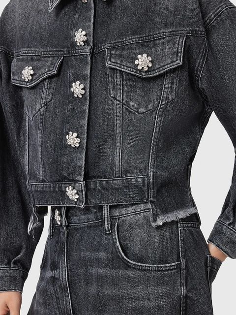 AllSaints kurtka jeansowa BETH kolor czarny przejściowa W033OD - zdjęcie produktu nr 2