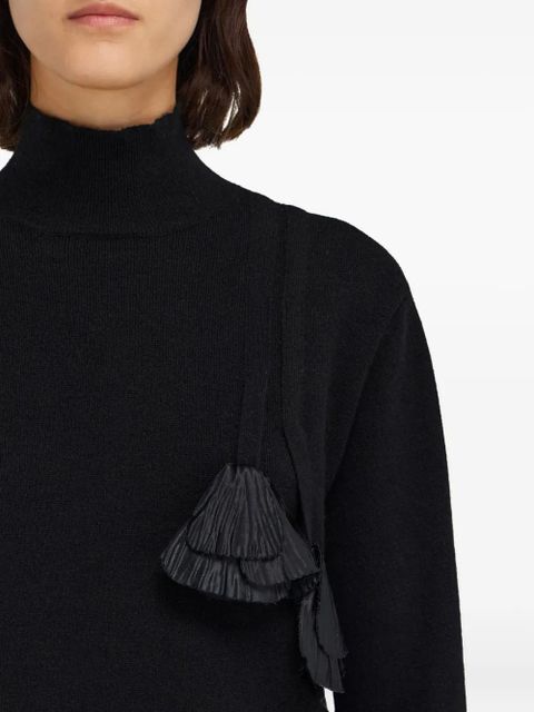 Ferragamo pleated-tassel sweater - Black