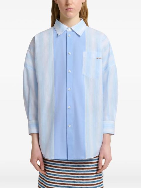 Marni striped panel shirt - Blue
