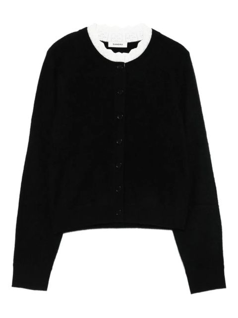 SANDRO buttoned scalloped-trim cardigan - Black - zdjęcie produktu nr 1