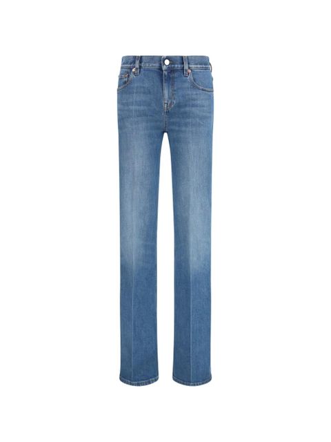 Gucci logo-patch flared trousers - Blue - zdjęcie produktu nr 1