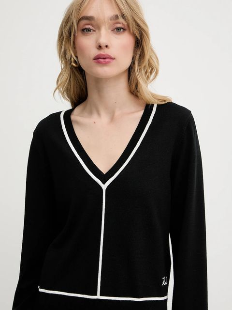 Karl Lagerfeld sweter damski kolor czarny lekki A3W18023