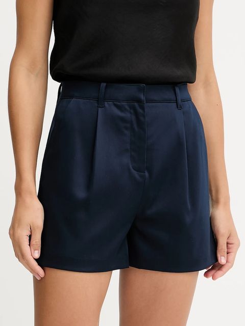 Guess szorty APOLLINE damskie kolor granatowy gładkie high waist W5YD13 WHG92 - zdjęcie produktu nr 1