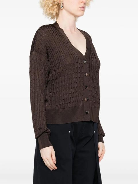 LOEWE cable-knit button cardigan - Brown