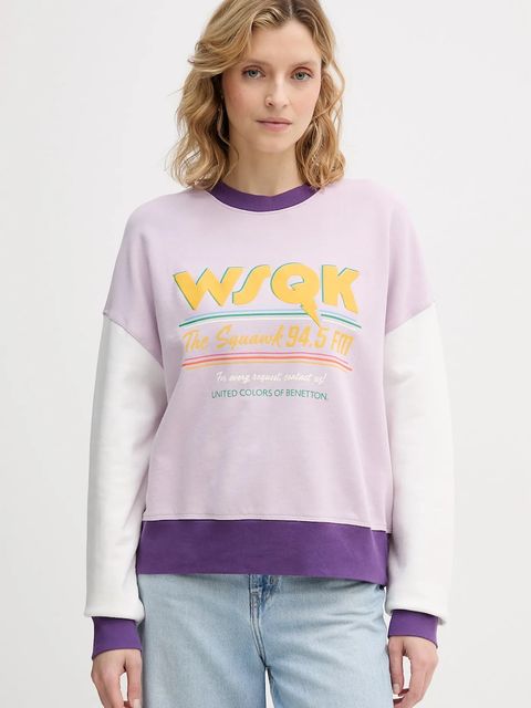 United Colors of Benetton bluza bawełniana dziecięca x Stranger Things damska kolor fioletowy wzorzysta 33NVD10BB - zdjęcie produktu nr 1