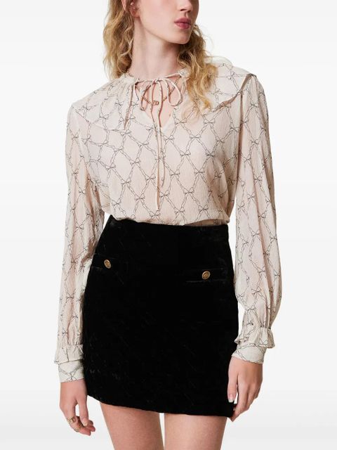 TWINSET logo-engraved mini skirt - Black