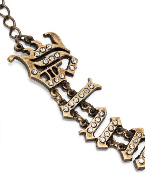 Blumarine crystal-embellished logo necklace - Silver