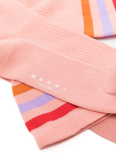 Marni striped-edge ribbed knee socks - Pink
