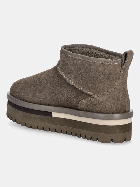 Tommy Jeans śniegowce zamszowe TJW FLATFORM SNOW BOOT SUEDE kolor zielony EN0EN02841