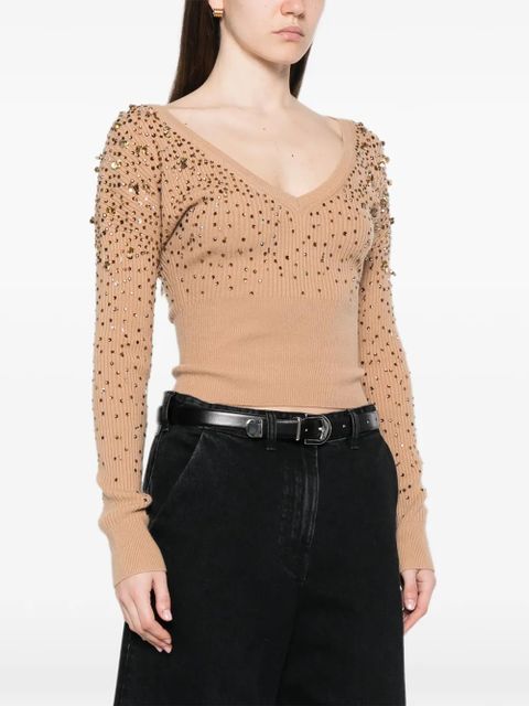 Max Mara Gang embellished V-neck sweater - Neutrals