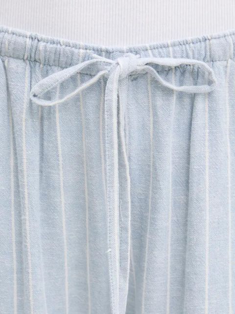 Abercrombie & Fitch spodnie lniane damskie kolor niebieski szerokie high waist KI156-5205