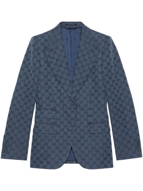 Gucci GG-jacquard single-breasted blazer - Blue