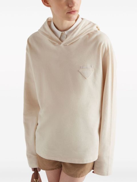Prada logo-plaque hooded T-shirt - Neutrals - zdjęcie produktu nr 2