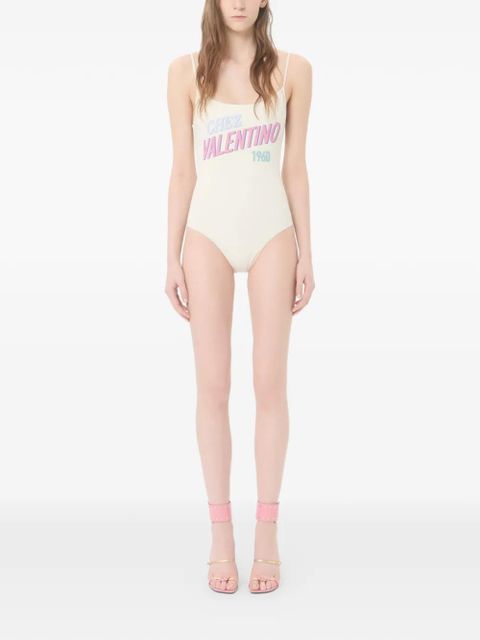 Valentino Garavani one-piece swimsuit with Chez Valentino 1960 print - Neutrals