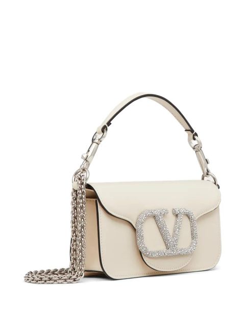 Valentino Garavani small Locò crystal-embellished shoulder bag - Neutrals