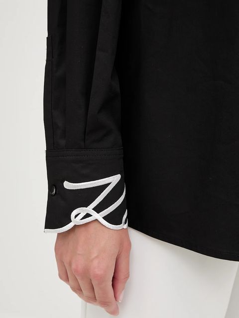 Karl Lagerfeld koszula bawełniana damska kolor czarny regular z kołnierzykiem klasycznym A3W11023